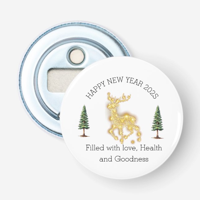 Abrebotellas Gold Reindeer Bottle Opener – Elegant Holiday Bar  (Anverso)