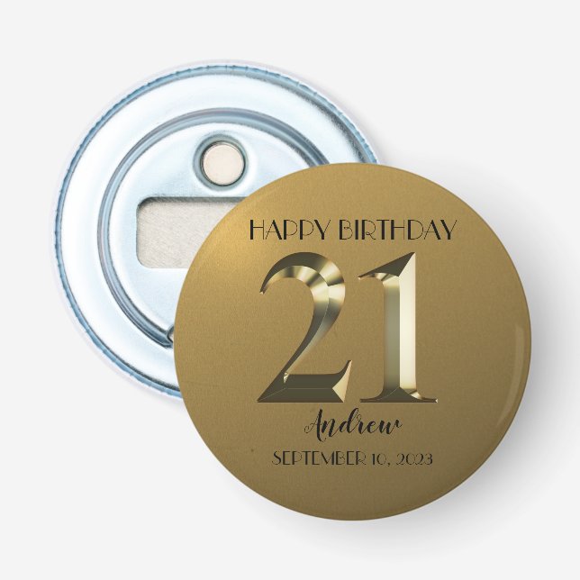 Abrebotellas Golden metálico de 21 años (Anverso)
