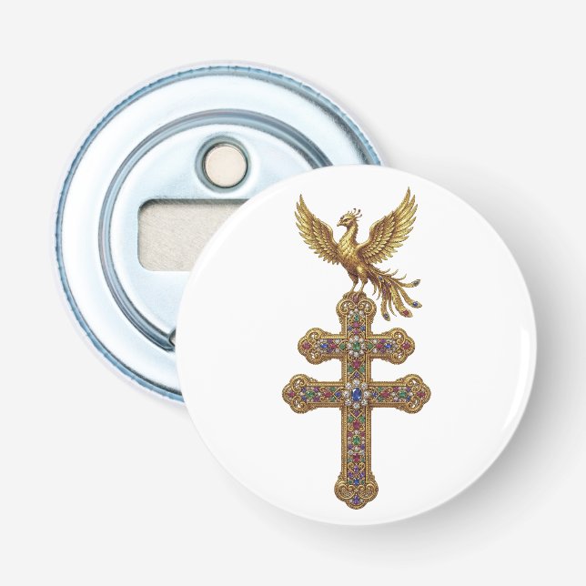Abrebotellas Golden Phoenix Jeweled Cross (Anverso)