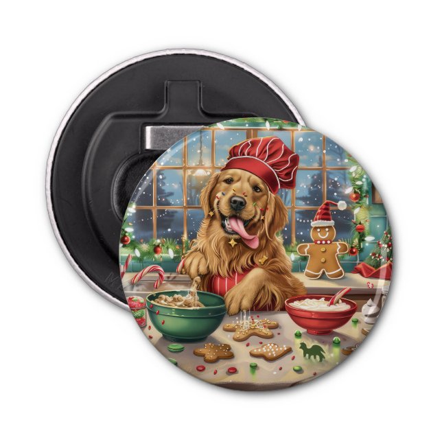 Abrebotellas Golden Retriever Holiday Baking: Navidades festivo (Anverso)