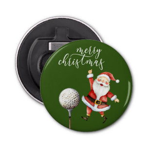 Abrebotellas Golf Santa Claus con bolas de golf en verde