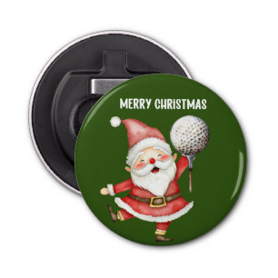 Abrebotellas Golf Santa Claus con bolas de golf en verde