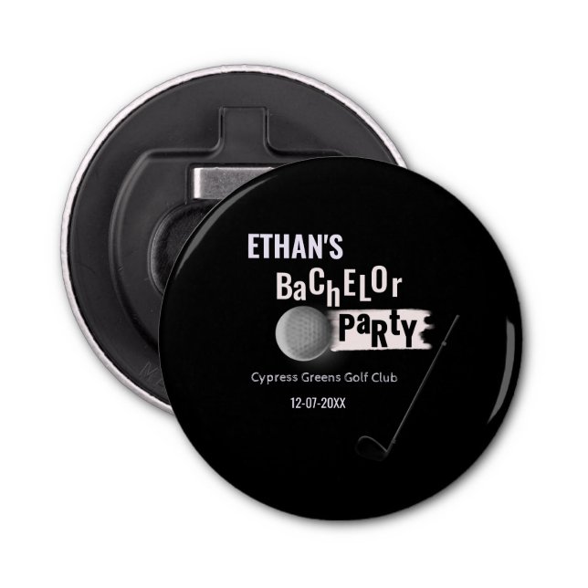 Abrebotellas Golfista blanco negro - Partido de solteros - Golf (Anverso)