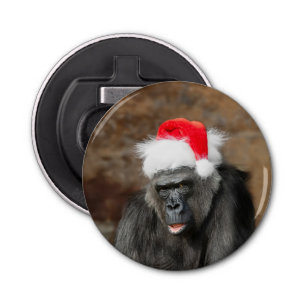 Abrebotellas Gorilla Biddy en un Gorra de Navidades festivos