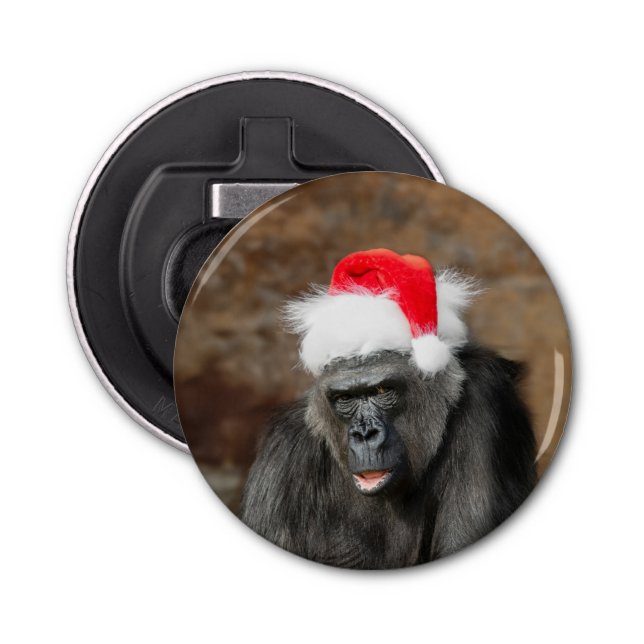 Abrebotellas Gorilla Biddy en un Gorra de Navidades festivos (Anverso)