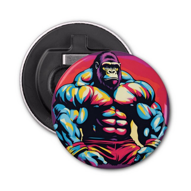 Abrebotellas Gorilla Bodybuilder Lifter Pop Art Personalizado (Anverso)