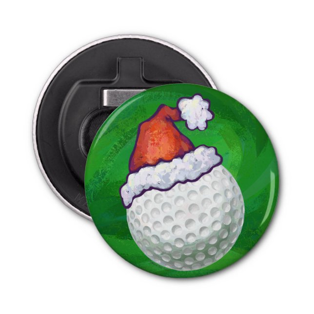 Abrebotellas Gorras de Navidades de Golf Ball (Anverso)