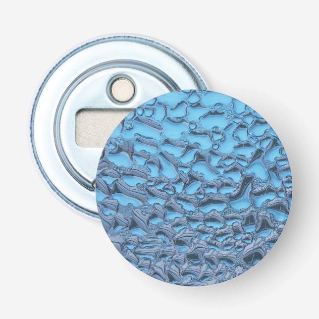 Abrebotellas Gotas de lluvia suaves en vidrio azul (Anverso)