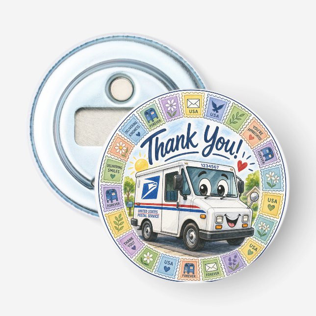 Abrebotellas Gracias trabajadores postales (Anverso)