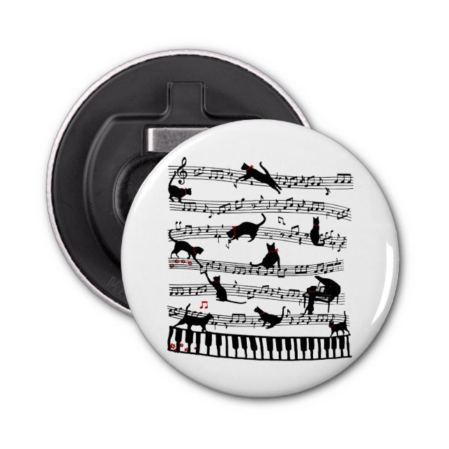 Abrebotellas Gracioso Cat Music Note, Regalo Para Piano Player, (Anverso)
