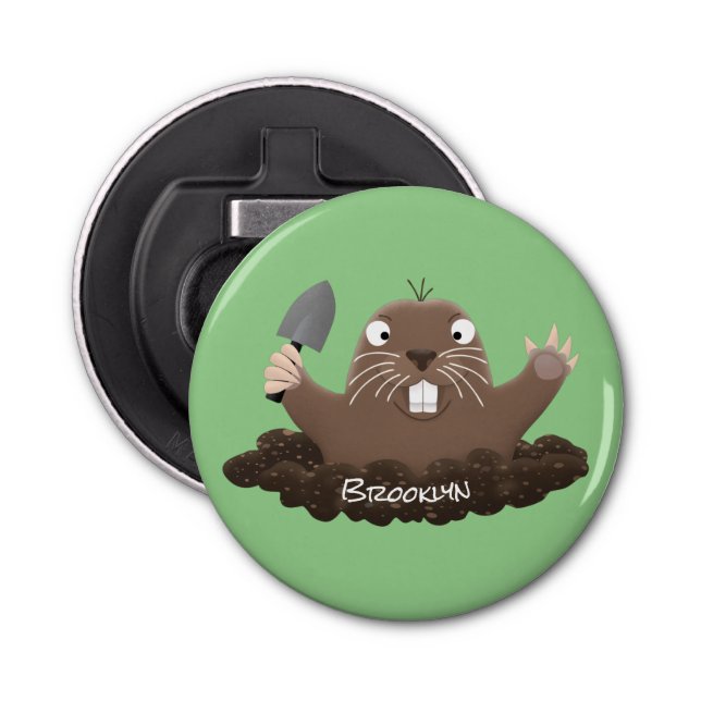 Abrebotellas Gracioso gopher digging personalizado ilustracion (Anverso)