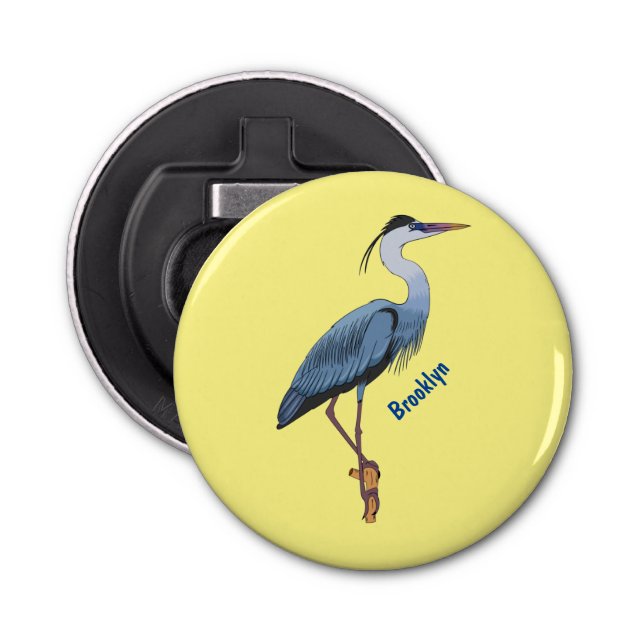 Abrebotellas Gran ilustracion personalizado de garza azul (Anverso)