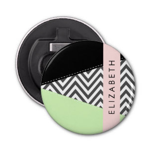 Abrebotellas Gray Zigzag, Gray Chevron, Mint, Su Nombre