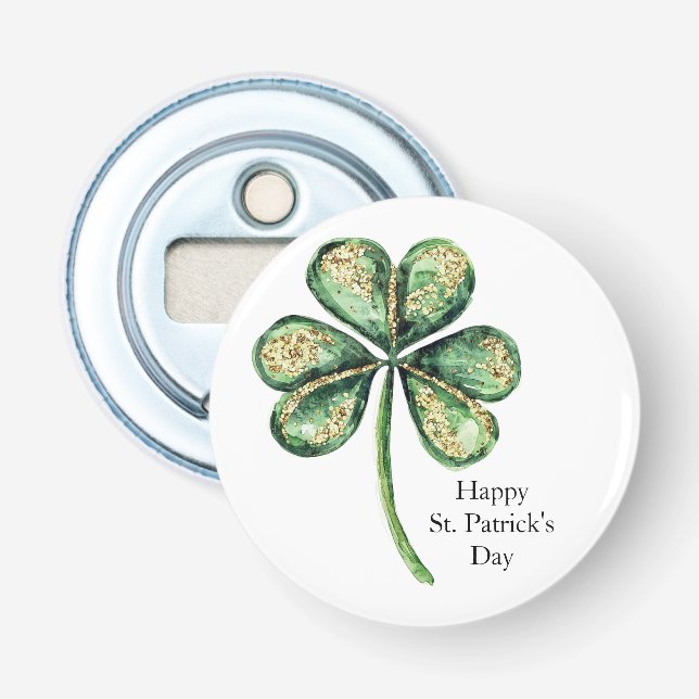 Abrebotellas Green Gold Glitz Shamrock St. Patrick's Day (Anverso)