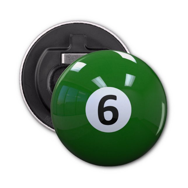 Abrebotellas Green No. 6 Billiard Pool Ball (Anverso)