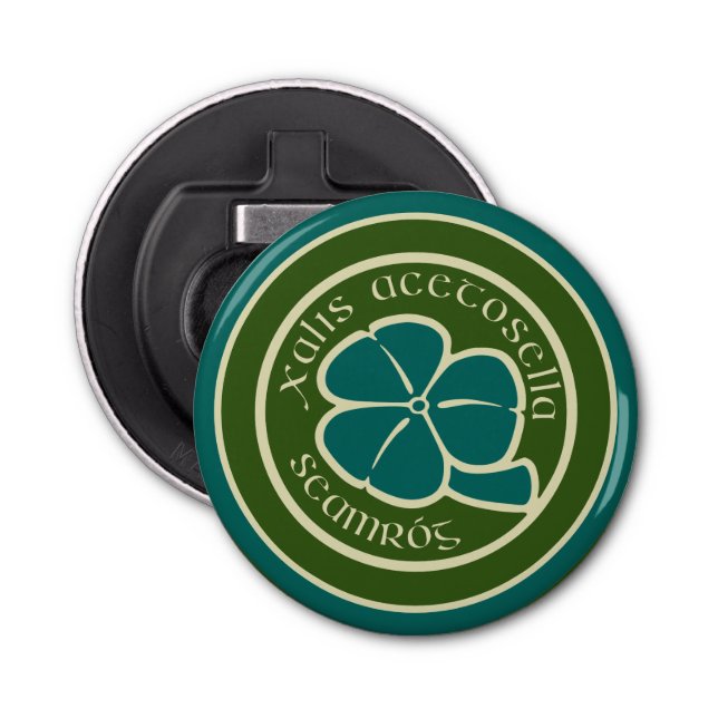Abrebotellas Green Shamrock Saint Patrick's Day Floral Art (Anverso)