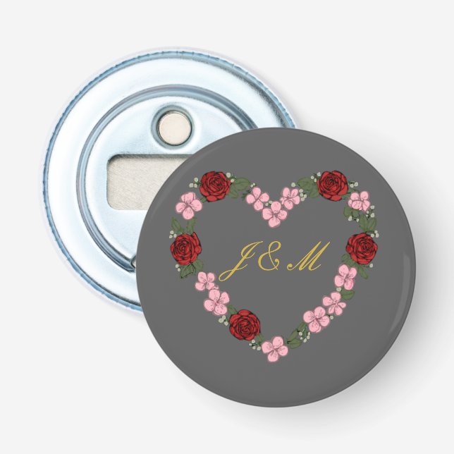 Abrebotellas Grey magnetic with pink and red heart (Anverso)