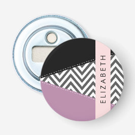 Abrebotellas Gris Zigzag, Gris Chevron, Púrpura, Tu Nombre