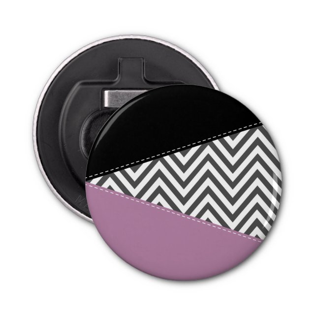 Abrebotellas Gris Zigzag, Gris Chevron, Zigzag Pattern, Púrpura (Anverso)