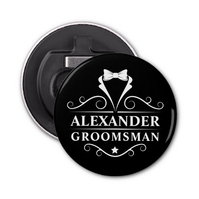 Abrebotellas Groomsman Tuxedo Tie Black (Anverso)