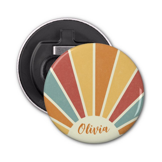 Abrebotellas Groovy grunge estilo retro diseño del sol (Anverso)