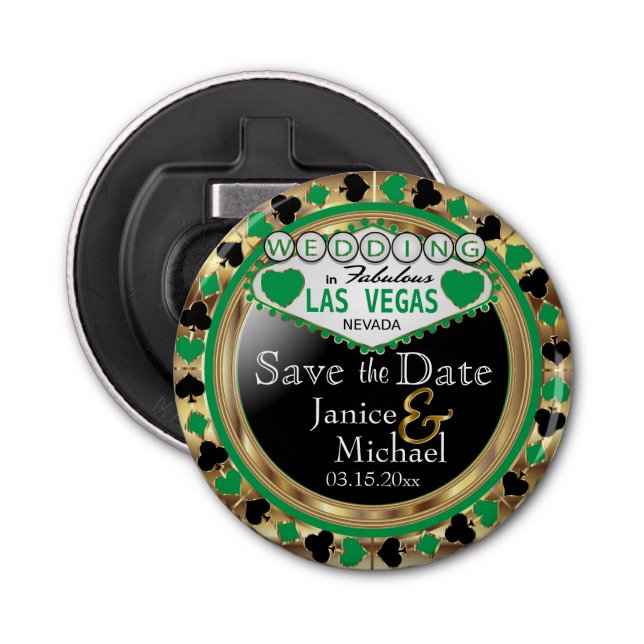 Abrebotellas Guardar el estilo de fecha Las Vegas - Verde (Anverso)