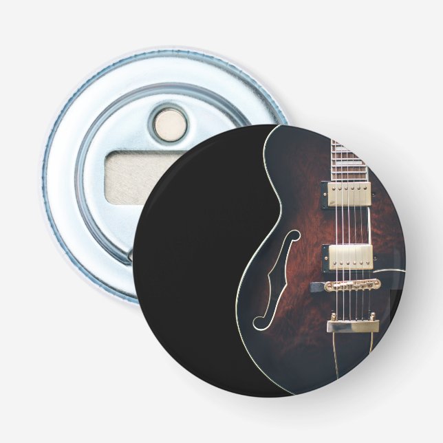 Abrebotellas Guitarra Eléctrica Sobre Negro (Anverso)