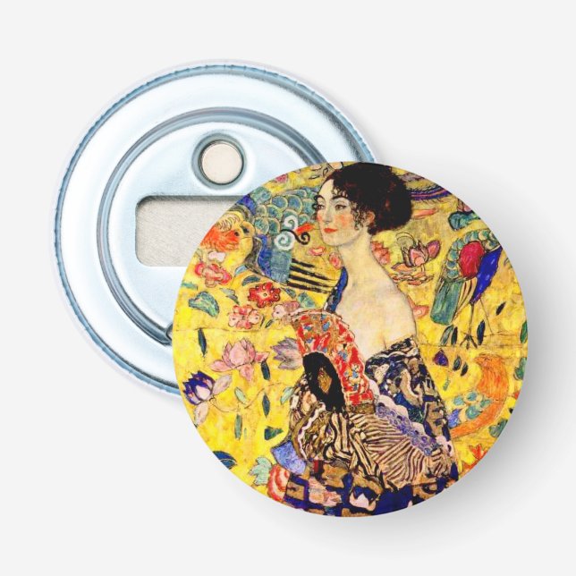 Abrebotellas Gustav Klimt Lady con ventilador (Anverso)