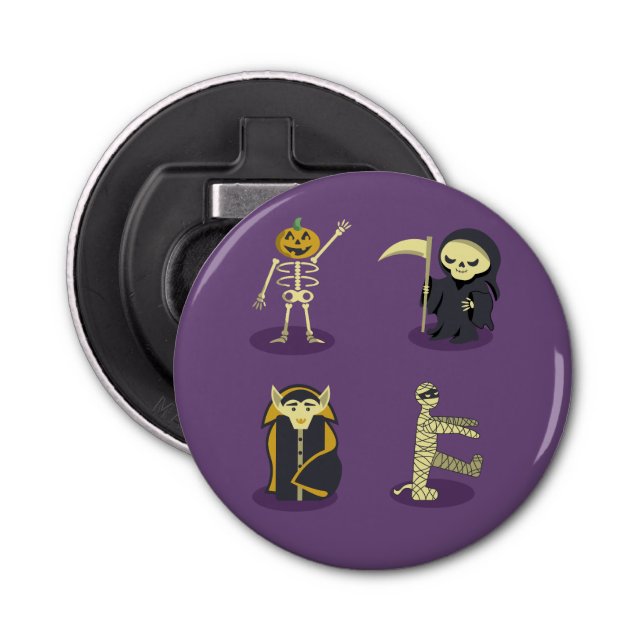 Abrebotellas Halloween Skeleton Dracula Mummy Grim Reaper (Anverso)