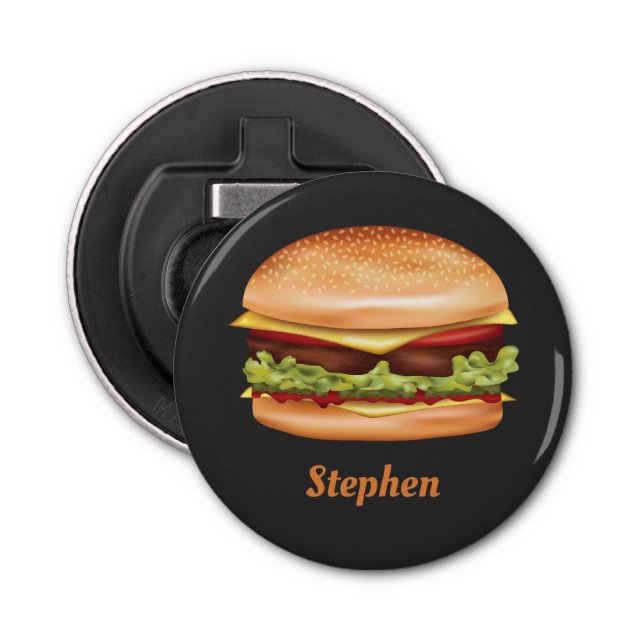 Abrebotellas Hamburguesa Ilustracion de comida rápida con nombr (Anverso)