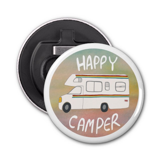 Abrebotellas Happy Camper Rainbow RV Sunset Motorhome RV (Anverso)