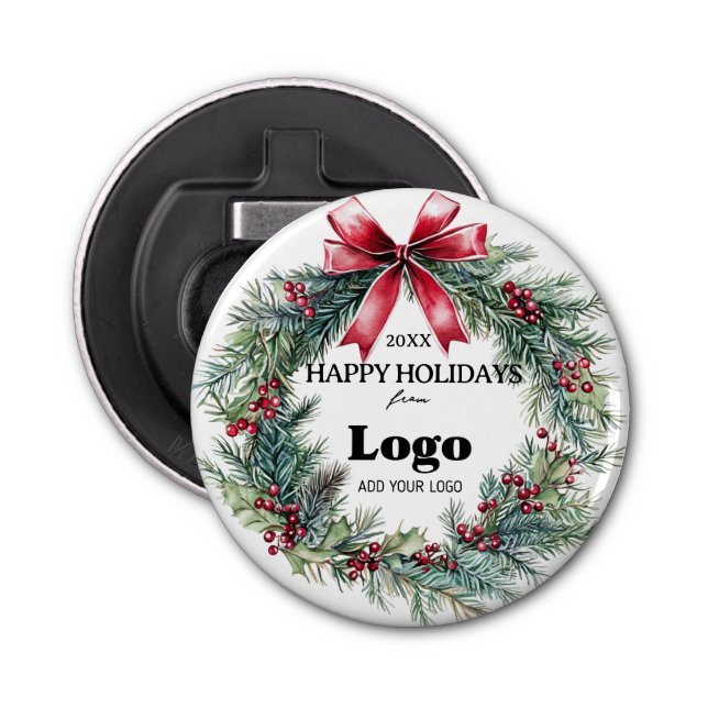 Abrebotellas Happy Holidays Business Logo Gift for Clients (Anverso)