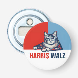 Abrebotellas Harris Walz 2024 Obviamente gato azul rojo