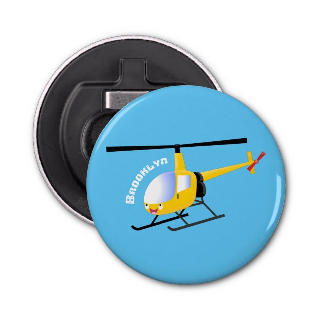 Abrebotellas Helicóptero de personalizado alegre amarillo lindo (Anverso)
