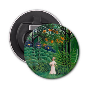 Abrebotellas Henri Rousseau - Mujer caminando en un bosque exót