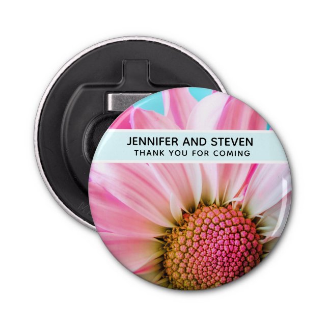 Abrebotellas Hermosa flor rosa cierra Boda de fotos (Anverso)