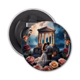 Abrebotellas Hermosa novia y novio parados a orillas del mar