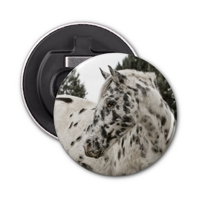 Abrebotellas Hermoso caballo Appaloosa blanco y negro (Anverso)