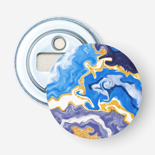 Abrebotellas Hermosos remolinos azules, dorados y blancos como  (Anverso)