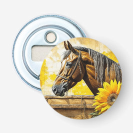 Abrebotellas Hípica y Sunflower Hermosa arte de IA