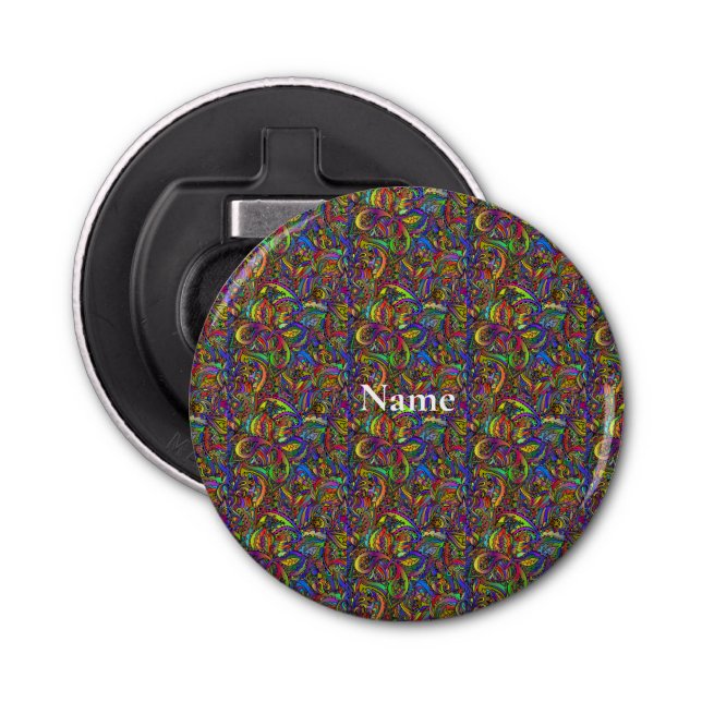 Abrebotellas Hippie Groovy Diseño Psicodélico Thunder_Cove (Anverso)