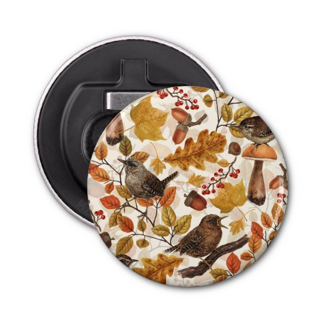 Abrebotellas Hojas otoñales, bayas, setas y venas (Anverso)