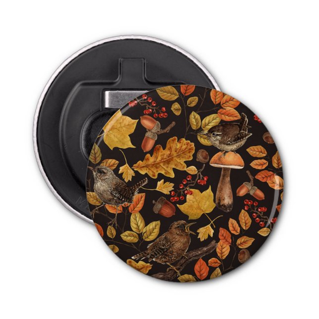 Abrebotellas Hojas otoñales, bayas, setas y venas (Anverso)