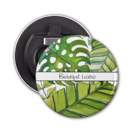 Abrebotellas Hojas tropicales cortas en acuarela