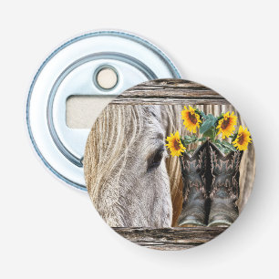 Abrebotellas Horse Cowboy Boots Sunflowers