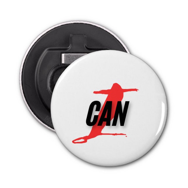 Abrebotellas "I Can" Dynamic Red & Black Empowerment Word Art (Anverso)
