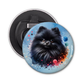 Abrebotellas Ilustracion de acuarela de pomerania negra