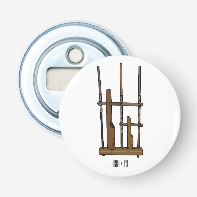 Abrebotellas Ilustracion de Angklung personalizado (Anverso)