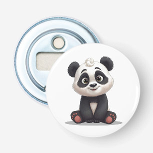 Abrebotellas Ilustración de dibujos animados de oso panda senta