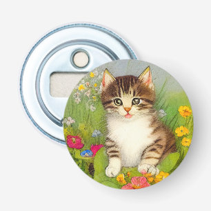 Abrebotellas Ilustracion de gato sonriente vintage